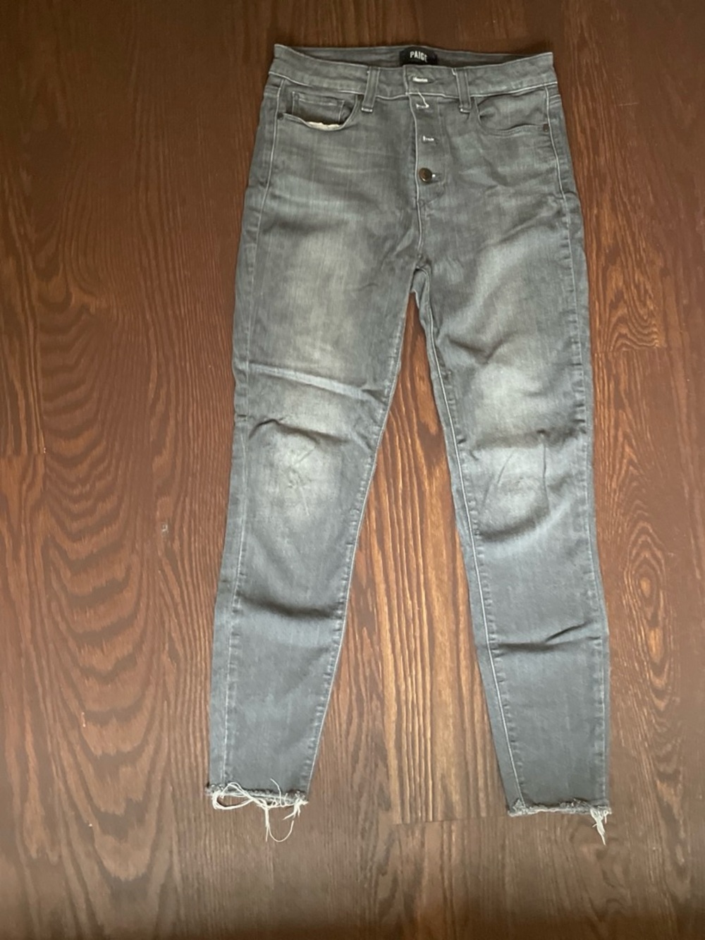 PAIGE Charcoal Grey High-Rise Skinny Jeans